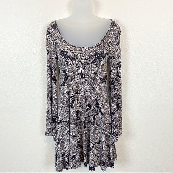 Gypsy Warrior Mini Dress Women Size Small Paisley Print Bell Sleeve Whimsygoth - Picture 2 of 14